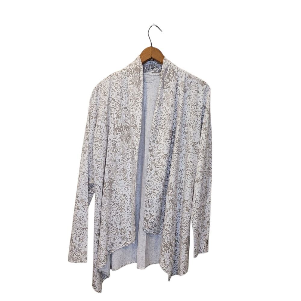 Coolibar Womens UPF 50 Printed Open Cardigan Size Medium Jacket Beach Coastal